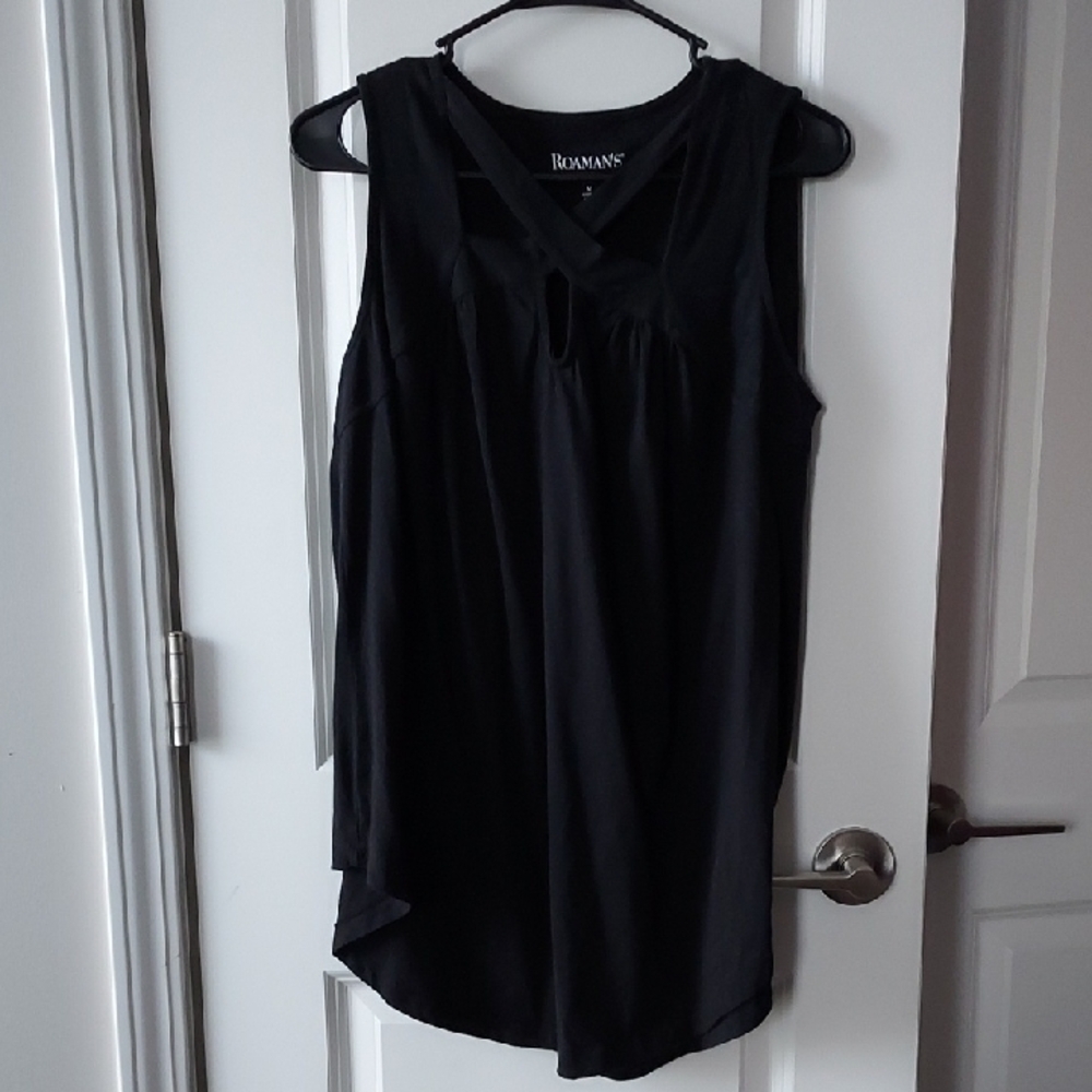 Roaman's Elegant Black Sleeveless Tank Medium
